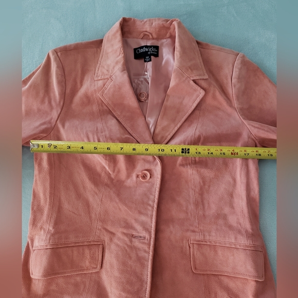 Coral/pink Peach Suede Chadwicks of Boston Classic Lined Blazer 10 petite - Picture 12 of 16